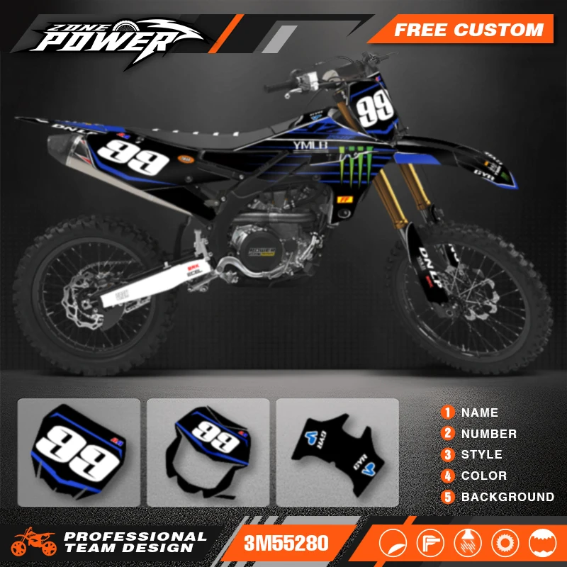 Powerzone For Yamaha YZF250 19-23 YZF450 18-22 WRF450 19-22 WRF250 20-23 Custom Backgrounds Graphics Decals Sticker Kits  38