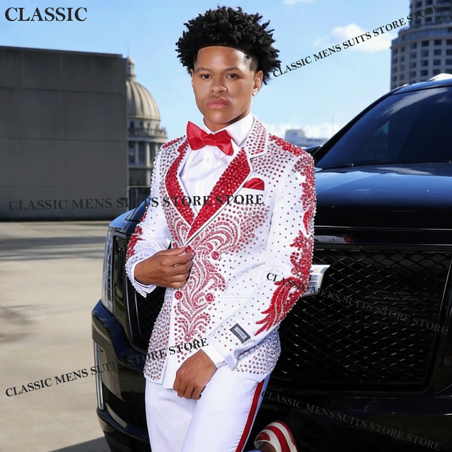 

Элегантные мужские костюмы с кристаллами, остроконечные лацканы, стразы для жениха, роскошные смокинги, комплект из 2 предметов, пиджак для выпускного вечера, костюм Homme по индивидуальному заказу