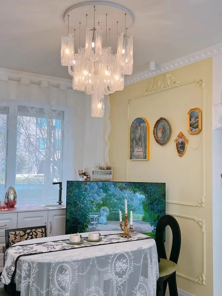 Ribbon Light Luxury Restaurant Cream Style Chandelier Designer Atmospheric High-end Staircase