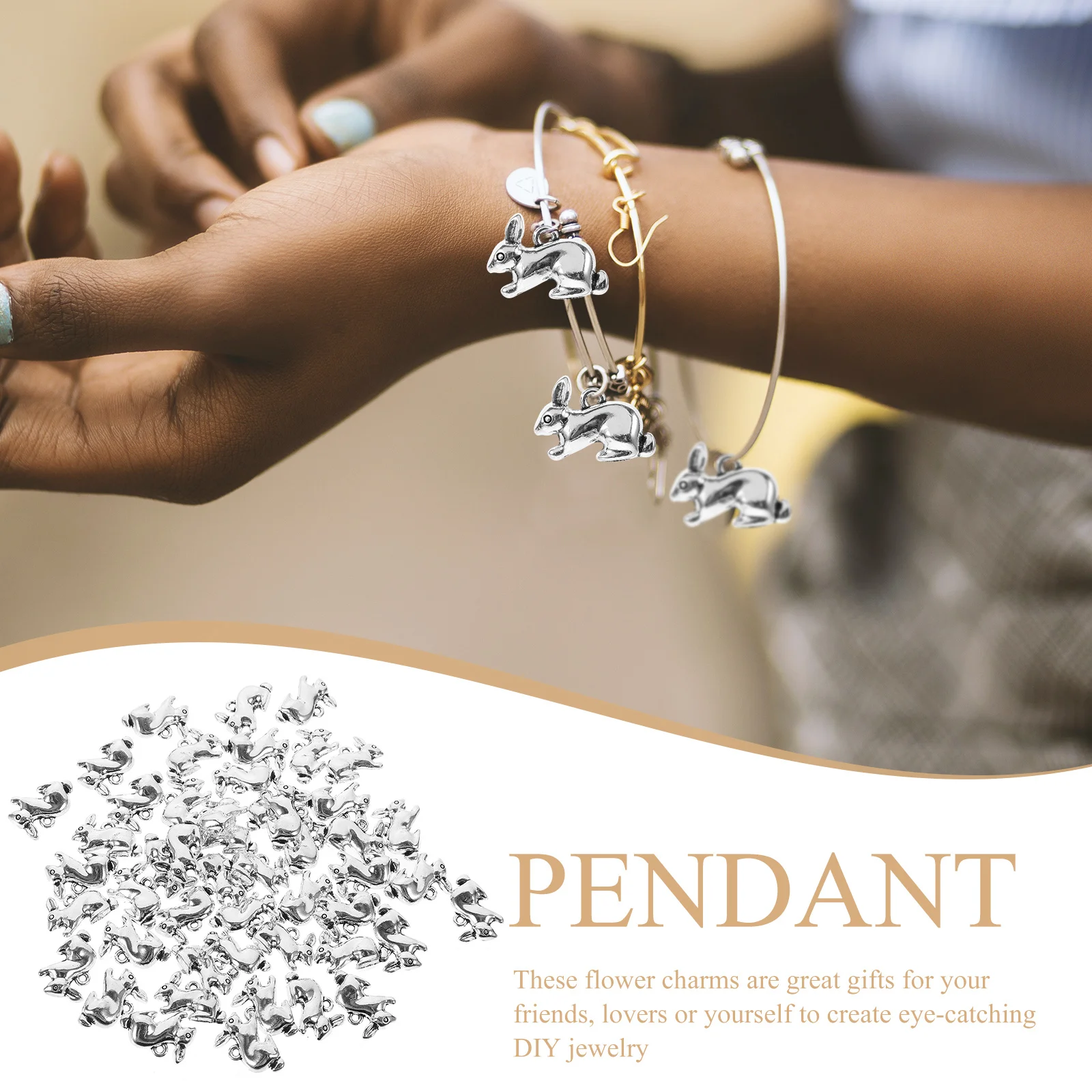 

50Pcs Vintage Zinc Alloy Rabbit Charms DIY Jewelry Making Necklace Pendants Bracelets Craft Accessories