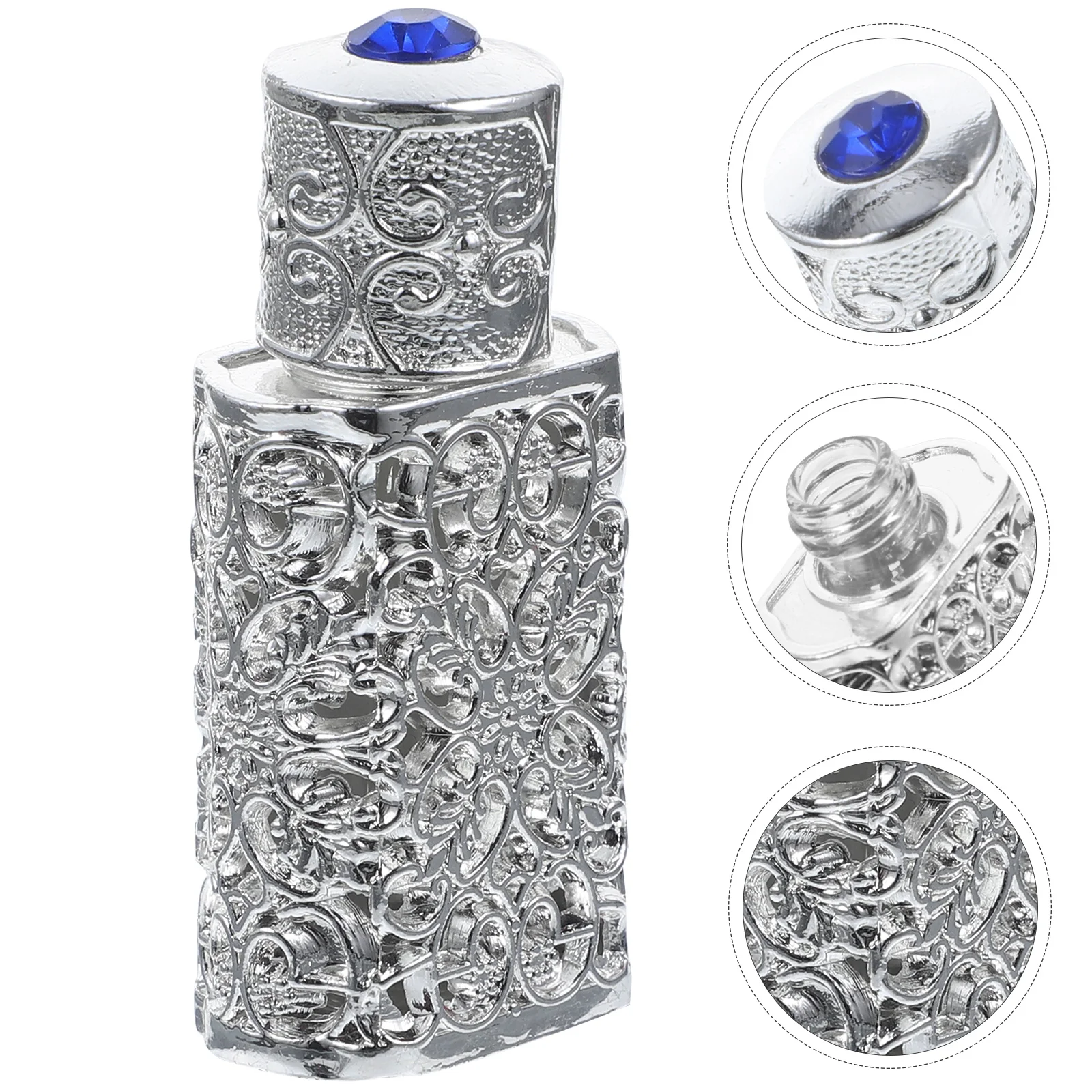 

Refillable Perfume Bottle Glass Alloy Small Essential Oil Holder Leak Resistant Vintage Style Fragrance Container for Travel