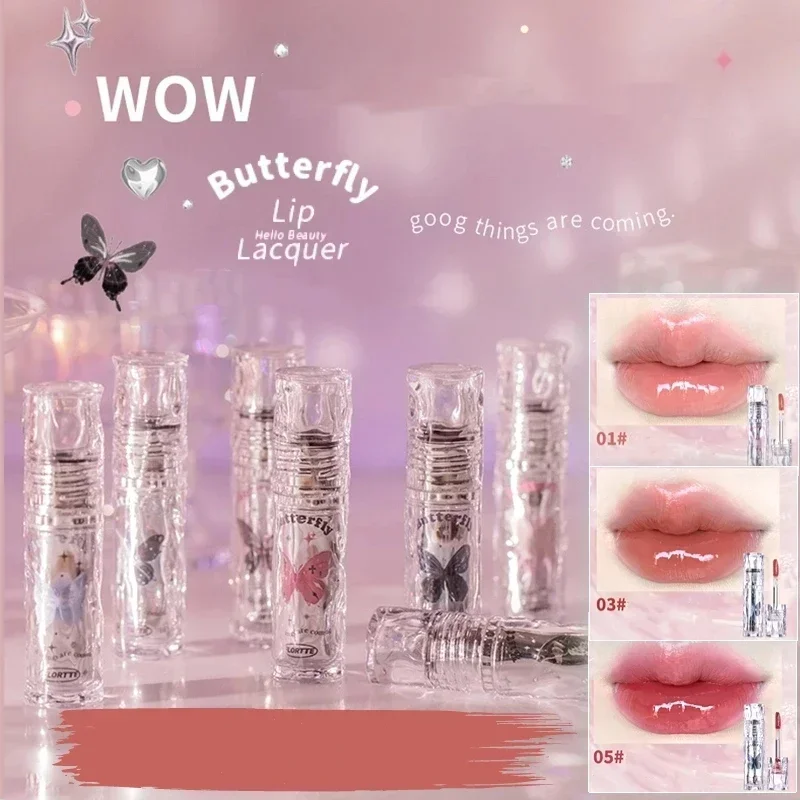 FLORTTE Butterfiy laque à lèvres repulpante brillant hydratant non collant repulpant brillant à lèvres liquide rouge à lèvres soin des lèvres maquillage