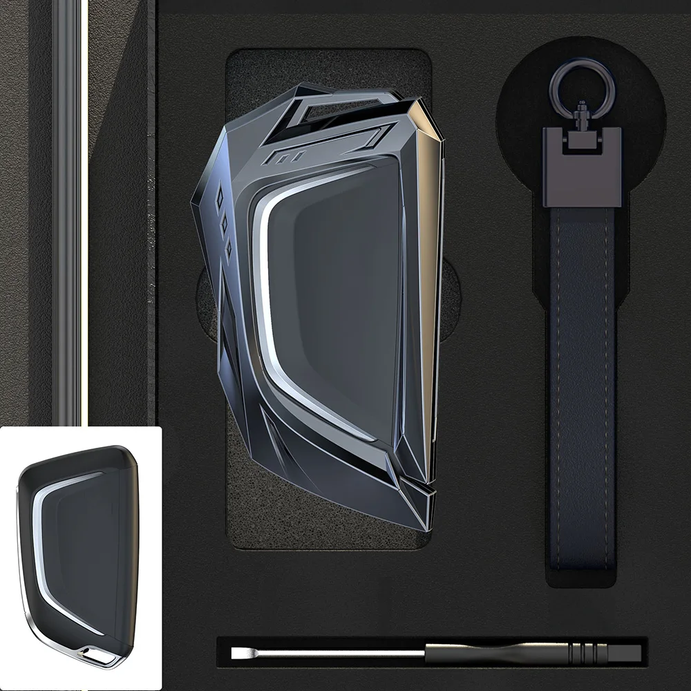High-quality Alloy Car Fob Key Cover Protecor Rubber Case Keychain Accessories for Chevrolet Corvette C8 2021 Coupe Cadillac