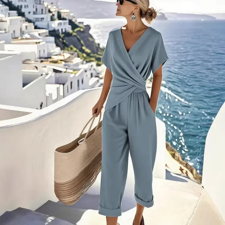 2026 Women's Clothing European and American Summer New Fashion Solid Color Irregular Short Sleeve Cover