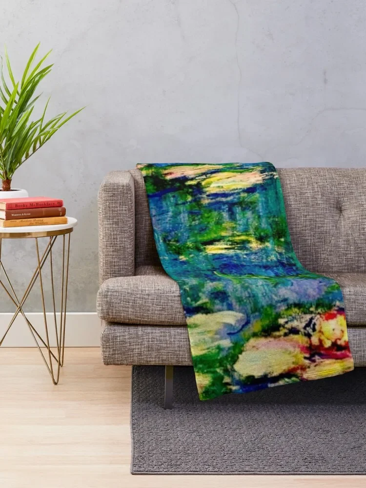 Claude Monet Water Lilies - Detail - Masterpiece of French Impressionism Throw Blanket Designers Flannels Blankets