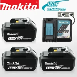 Genuine Makita 18v Battery With Charger,Makita 18 v Battery 6.0Ah, Rechargeable Lithium Ion for BL1850 BL1880 LXT400 Power Tool