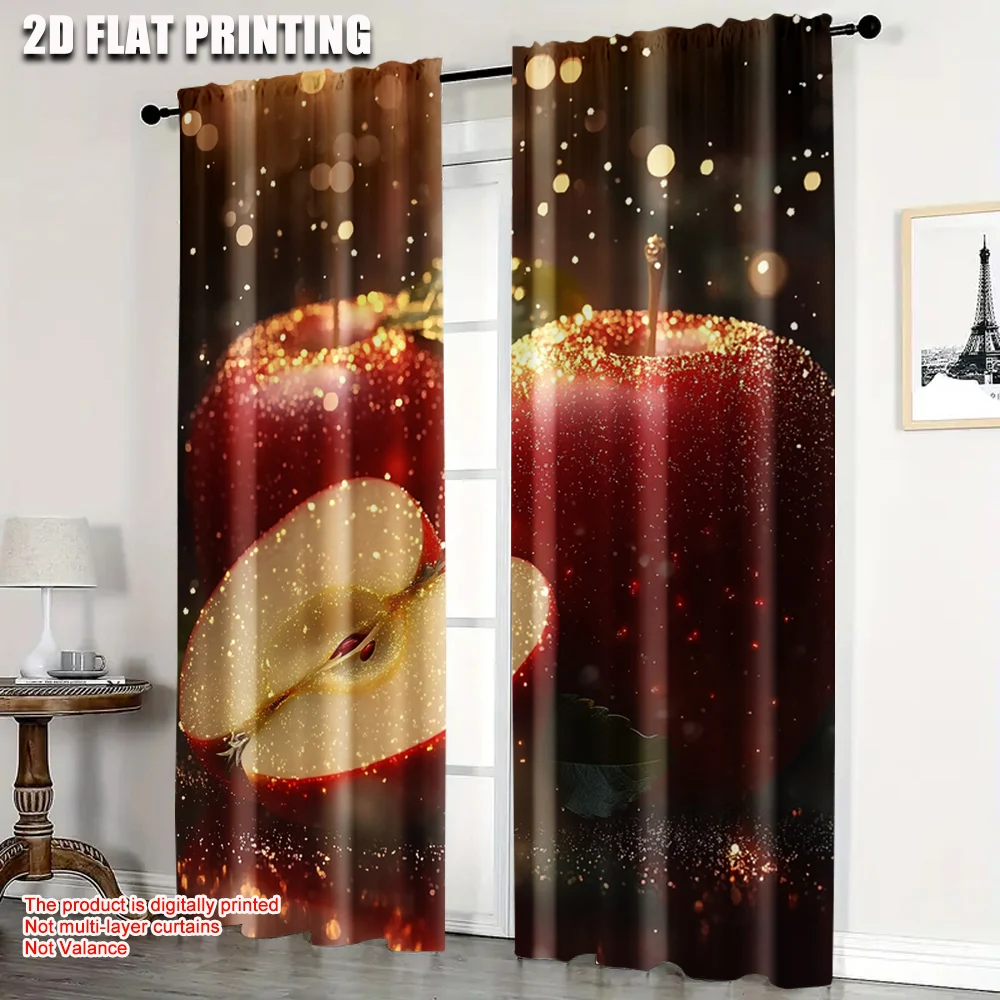 

2pc, Window Curtains apple Durable Polyester,Without Electricity Spring Party & Holiday Decor Use for Holiday Decorations