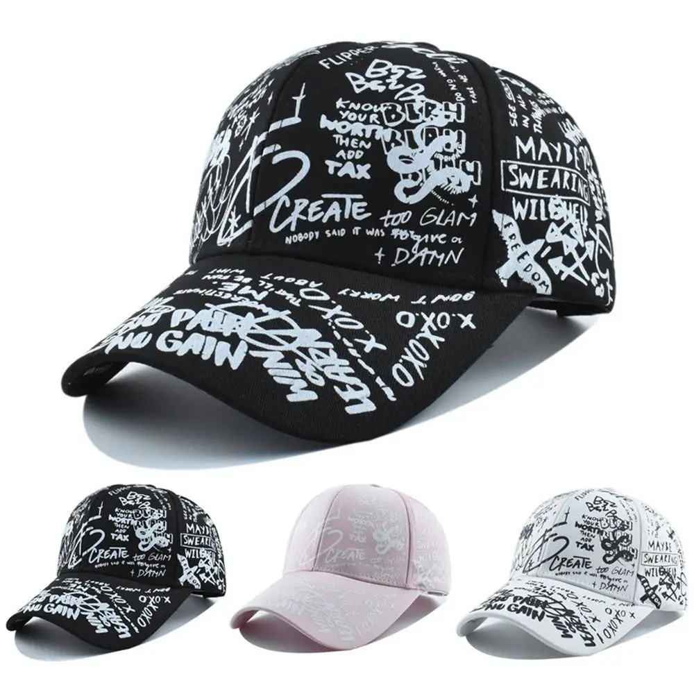 Quick Dry Baseball Caps UV Protection Colorful Graffiti Print Sunscreen Hat Letter Geometry Printing Hip Hop Sun Hat Unisex