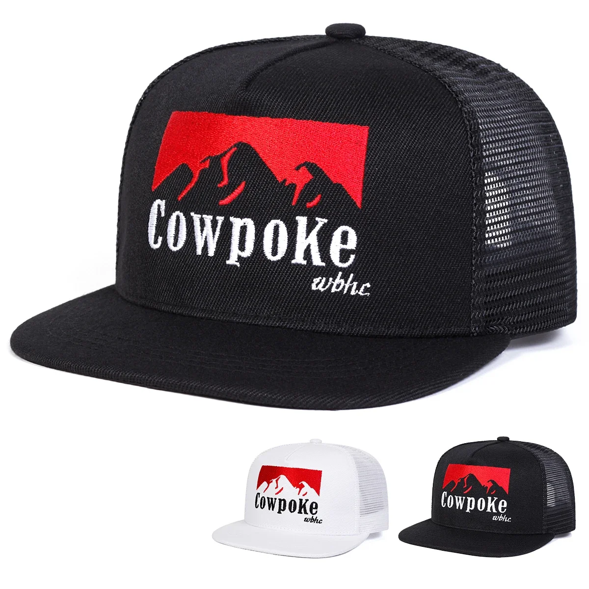 Unisex COWPOKE Hip-Hop-Netzhüte mit Buchstabenstickerei, Frühling und Sommer, verstellbare, lässige Snapback-Baseballkappen, Sonnenschutzhut für den Außenbereich