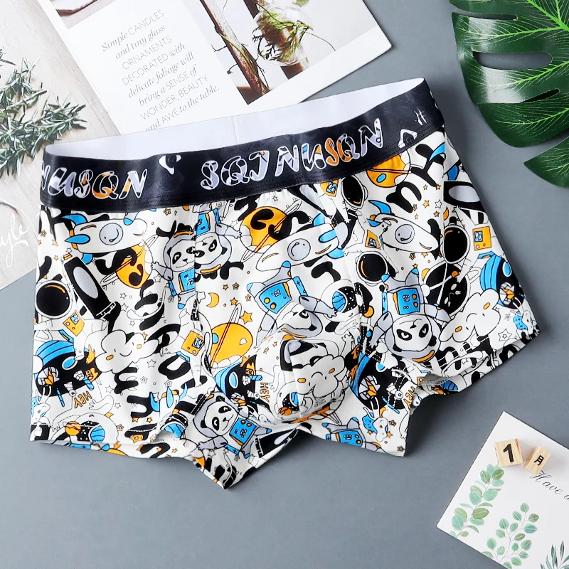 Trendy men\'s underwear Male boxer briefs cotton underpants comfortable Men\'s boxer briefs cute cartoon underwear