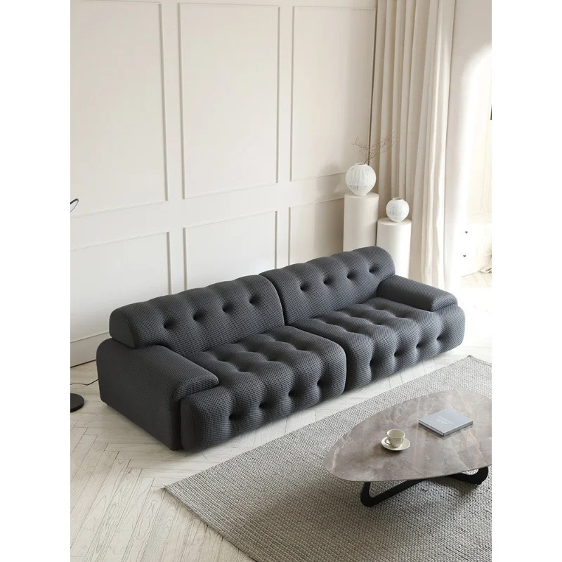 Italian 5D stretch fabric straight row Nordic square sofa single Wabi-sabi Internet celebrity wave three living room sofa