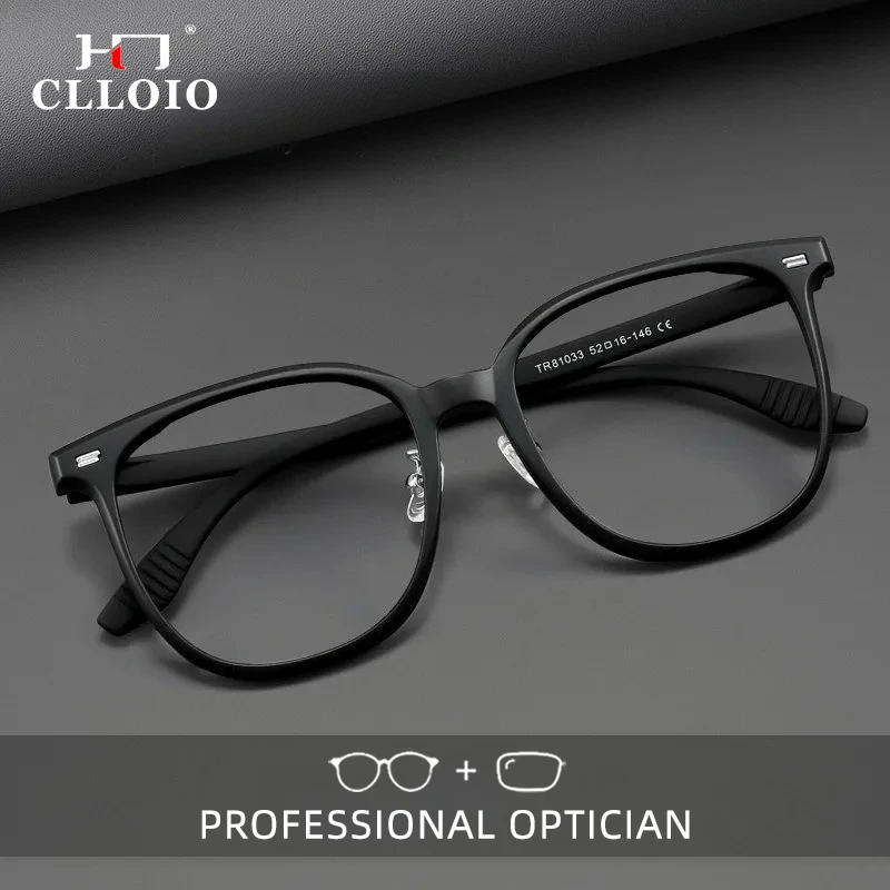 

CLLOIO Vintage Ultralight Versatile Reading Glasses TR90 Frame Titanium Temple Anti Blue Light Progressive Prescription Eyewear