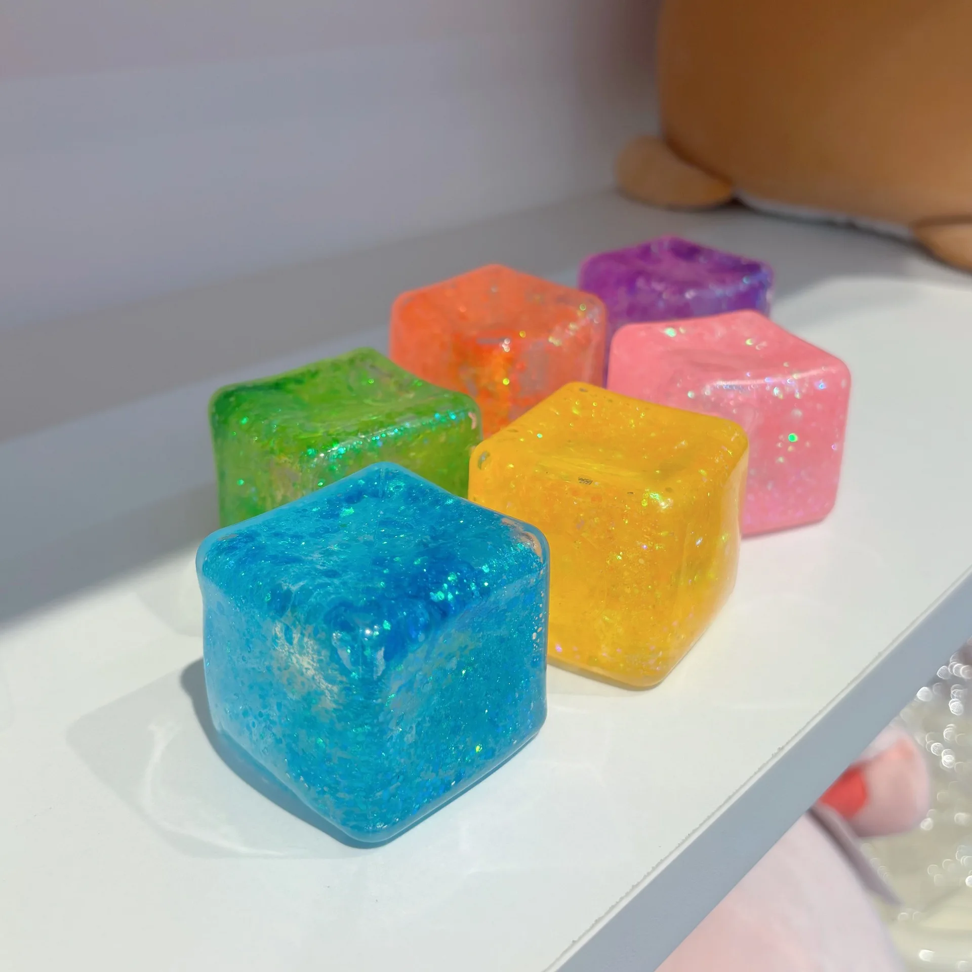 New Ice Cube Shaped Fidget Toy Square Stress Relief Ball Squishy Squeeze Anxiety ADHD Stress Relief Sensory Adults Toys - view 3