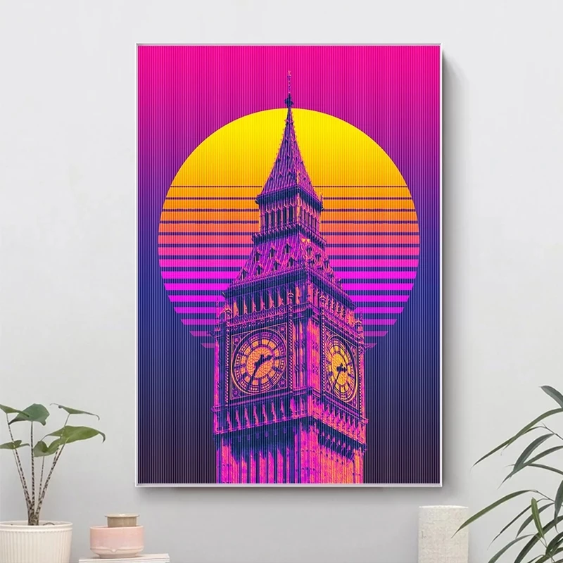 Neon Night City Street Fantasy Canvas Painting Posters and Prints 80s Dream Vaporwave Style Wall Art Picture Home Decoration