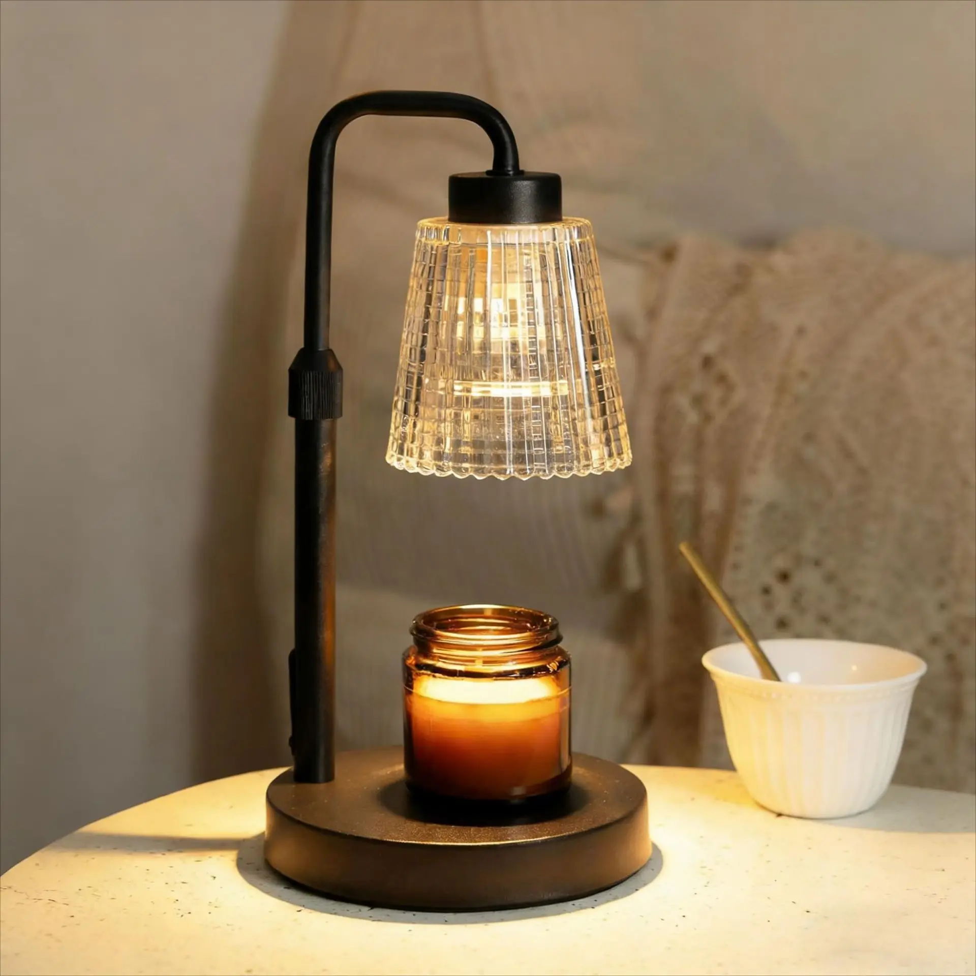Flameless Constant Temp Wax Melt Lamp Luxury Wood Bedside Lamp Timer Control Candle Melter Decor Light
