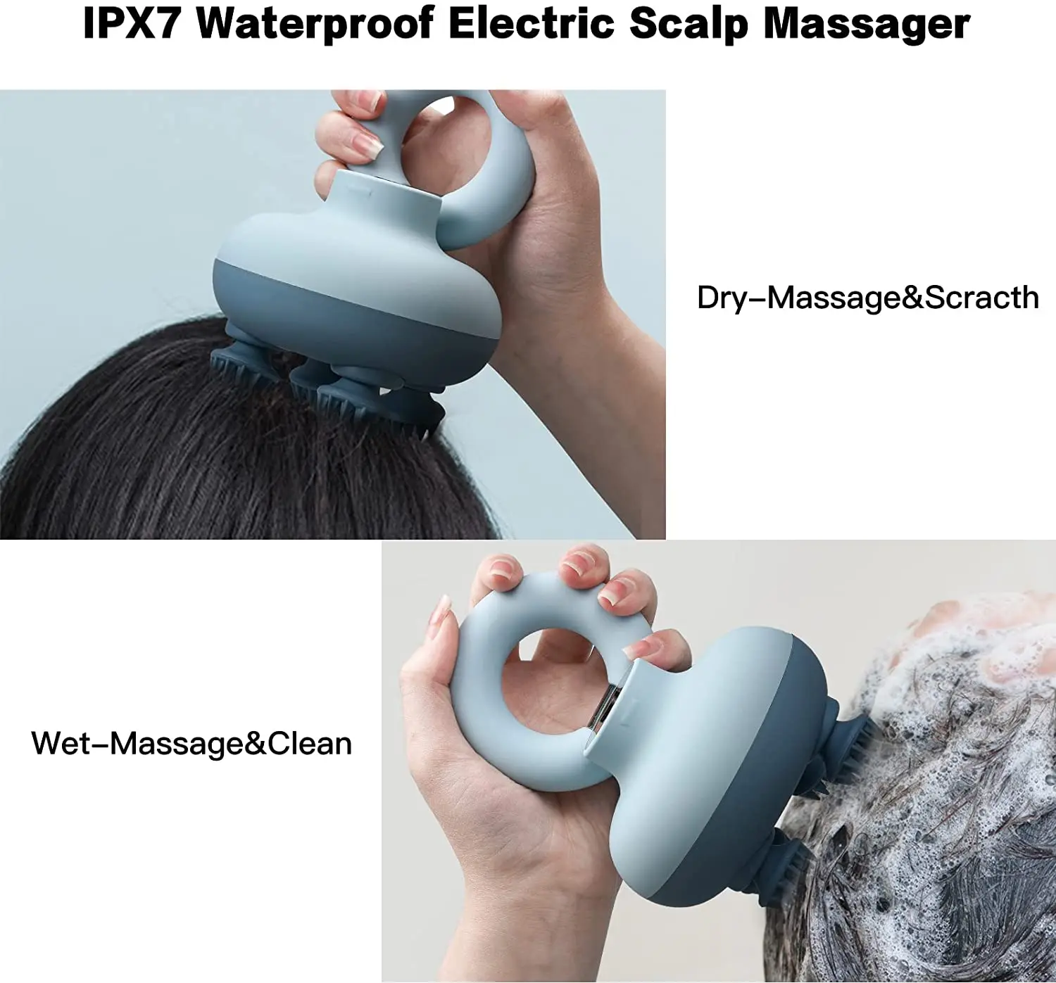 2025 Electric Scalp Massager IPX7 Waterproof Portable Head Massager
