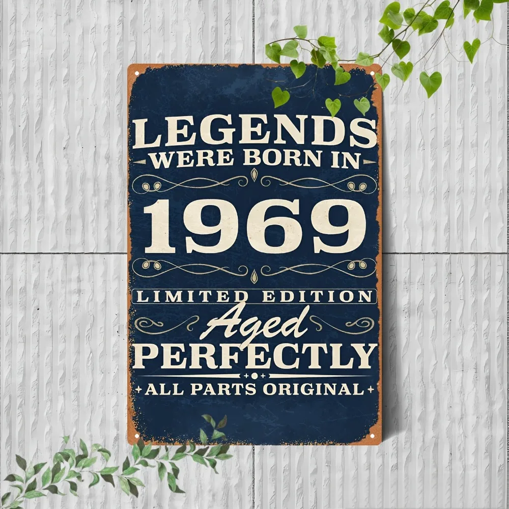 Vintage Retro 1969 Born Legend Aluminum Wall Art 12x8in Waterproof Durable Metal Sign Decor For Home Office Bar Man Cave