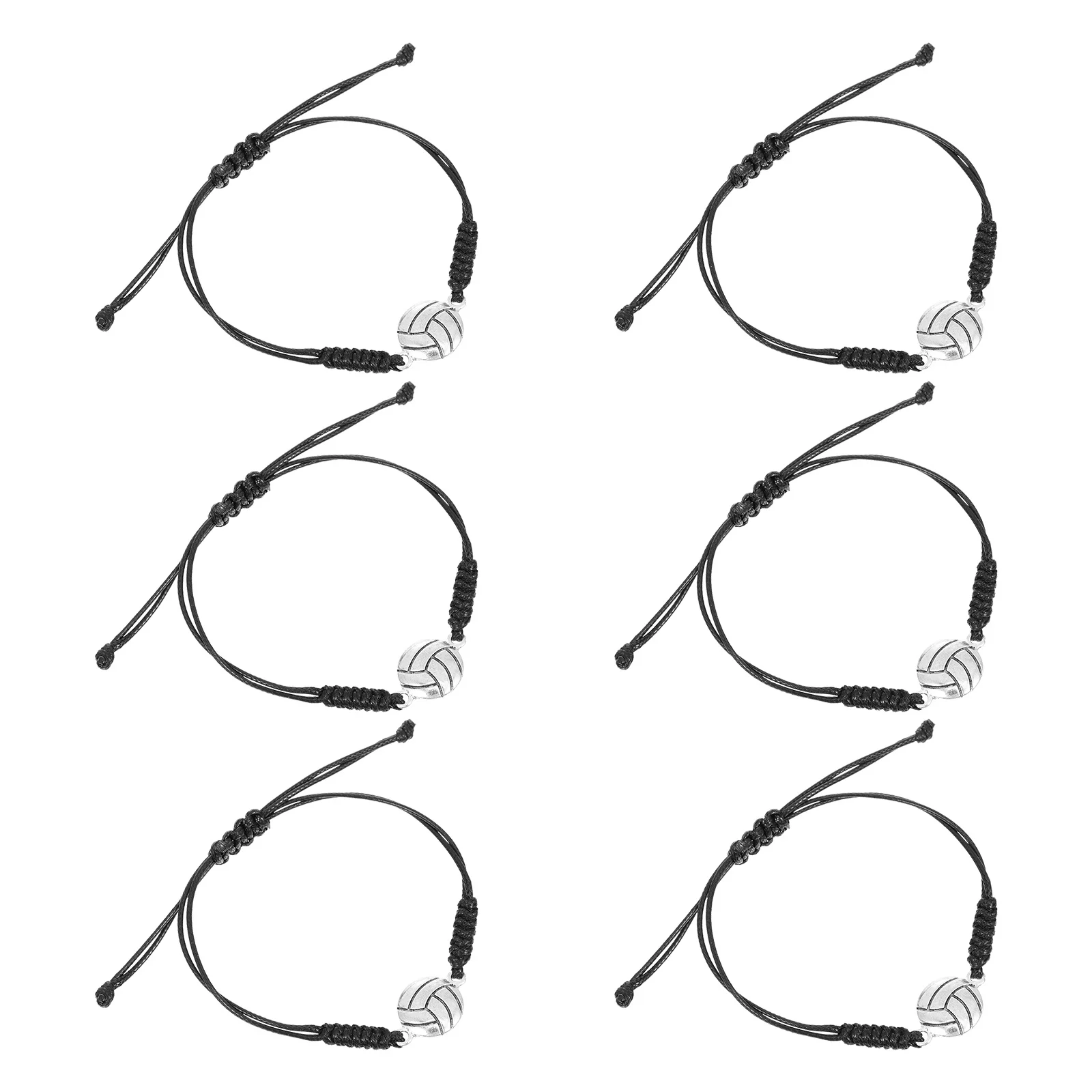 6 قطع من أساور مضفرة على شكل قلادة للكرة الطائرة، أساور معصم مرنة عصرية قابلة للتعديل للاعبين وفريق المدربين خفيفة الوزن #3