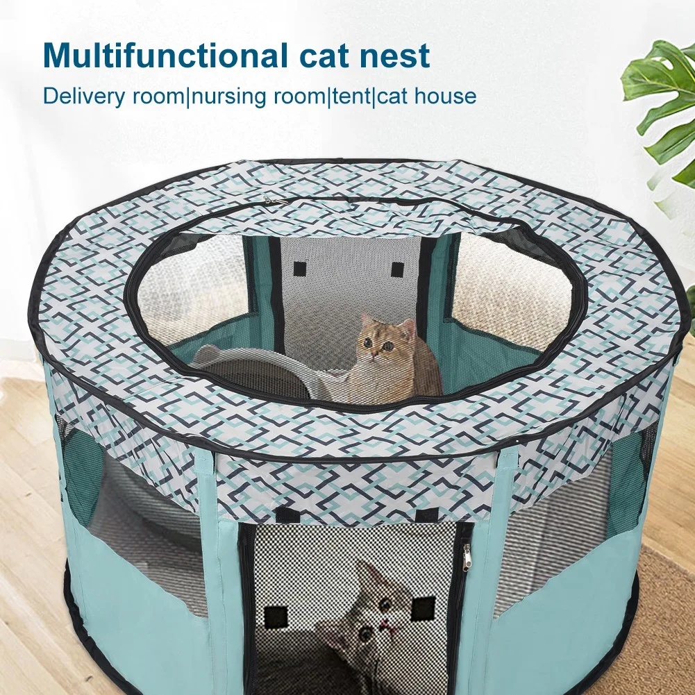 Indoor Pet Delivery Room Large Play Pen Folding Pet Tent Dog Cats House Octagonal Cage Tent Playpen Kennel Easy Operation Fence