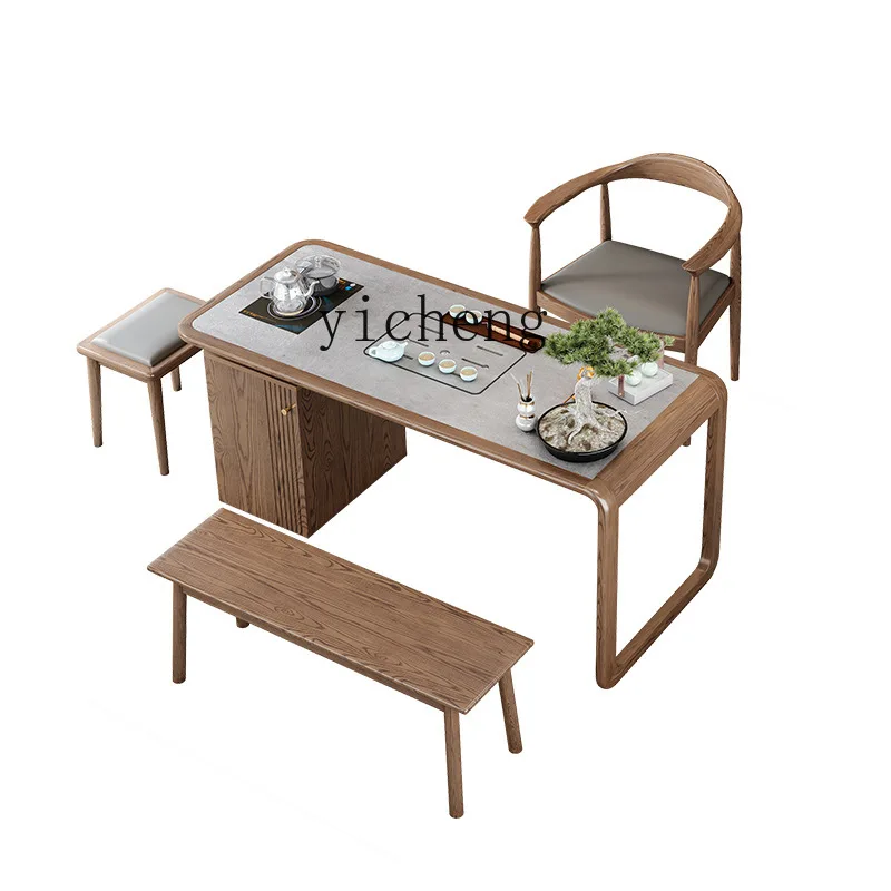 

Xl Tea Table New Chinese Style Desk Integrated Kung Fu Tea Brewing Coffee Table Solid Wood Tea Table and Chair