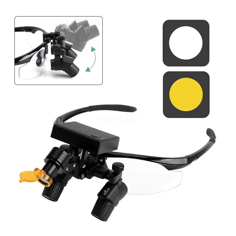 4X 450mm Adjustable Binocular Dental Loupe 5W Wireless Headlight Surgical Lamp Optical Power Optional for ENT