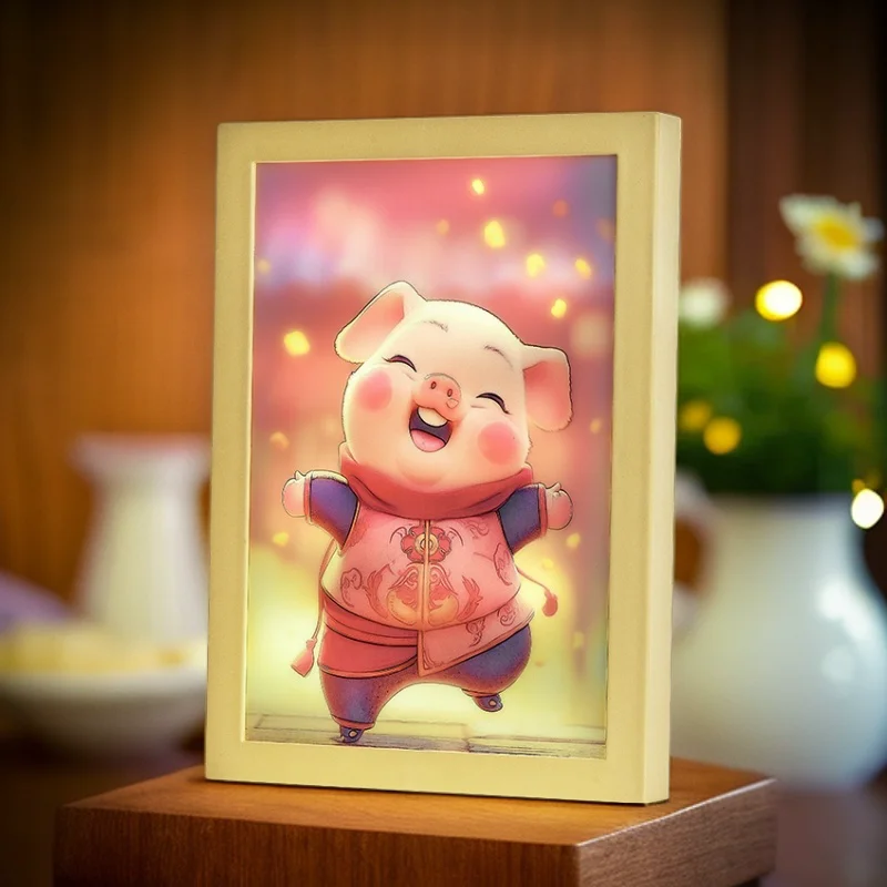 PigsLED Beautiful city Night View Light Painting,HD Picture Narrow BezelUsb Plug Dimming Romantic Home Decorations Night Lam