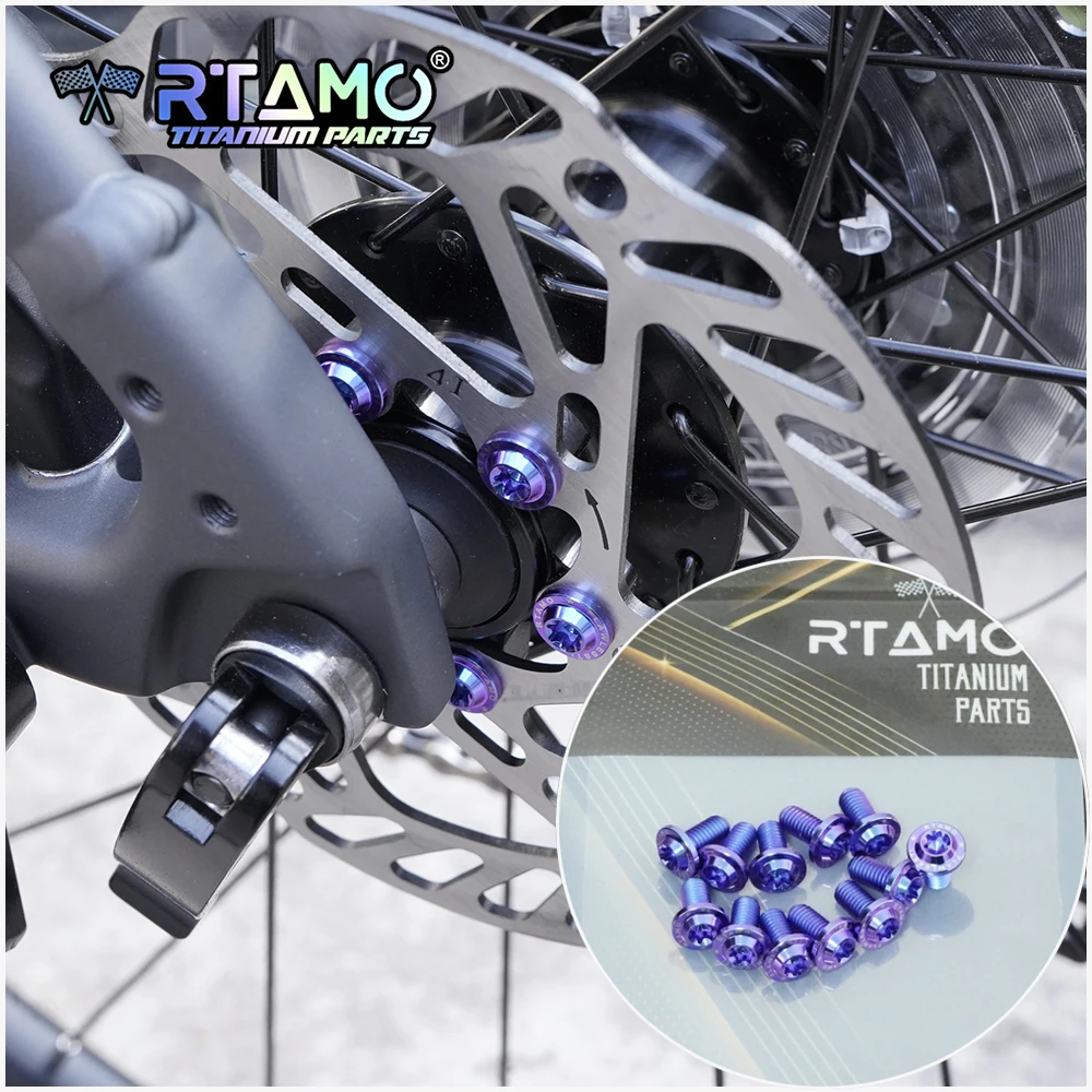 

RTAMO 12PCS Bicycle Dics Brake Rotor Bolts M5X10mm Titanium Alloy Bolt MTB Road Bike Brake Screw