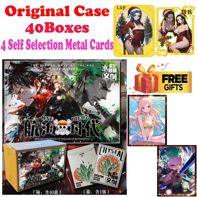 2024 Newest Case Wholesale Crystal Culature B5 Size One Piece Wave 2 Card Board Luffy Boa Anime Trading CCG TCG Hobbies Gift