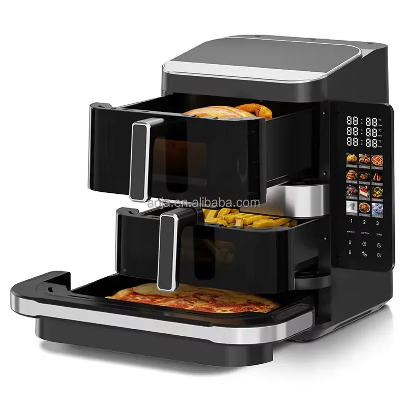 For Air Fryer Double Basket 7L Plus 5L Dual Zone Digital With Colorful Touch Screen Control 10 Inch Pizza Pan Kitchen