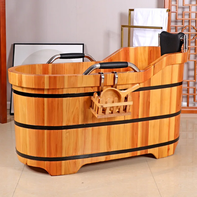 Bath Wooden Bucket Bath Bucket Thickened Handrail Model Adult Children Winter  Bucket Manufacturer Wholesale