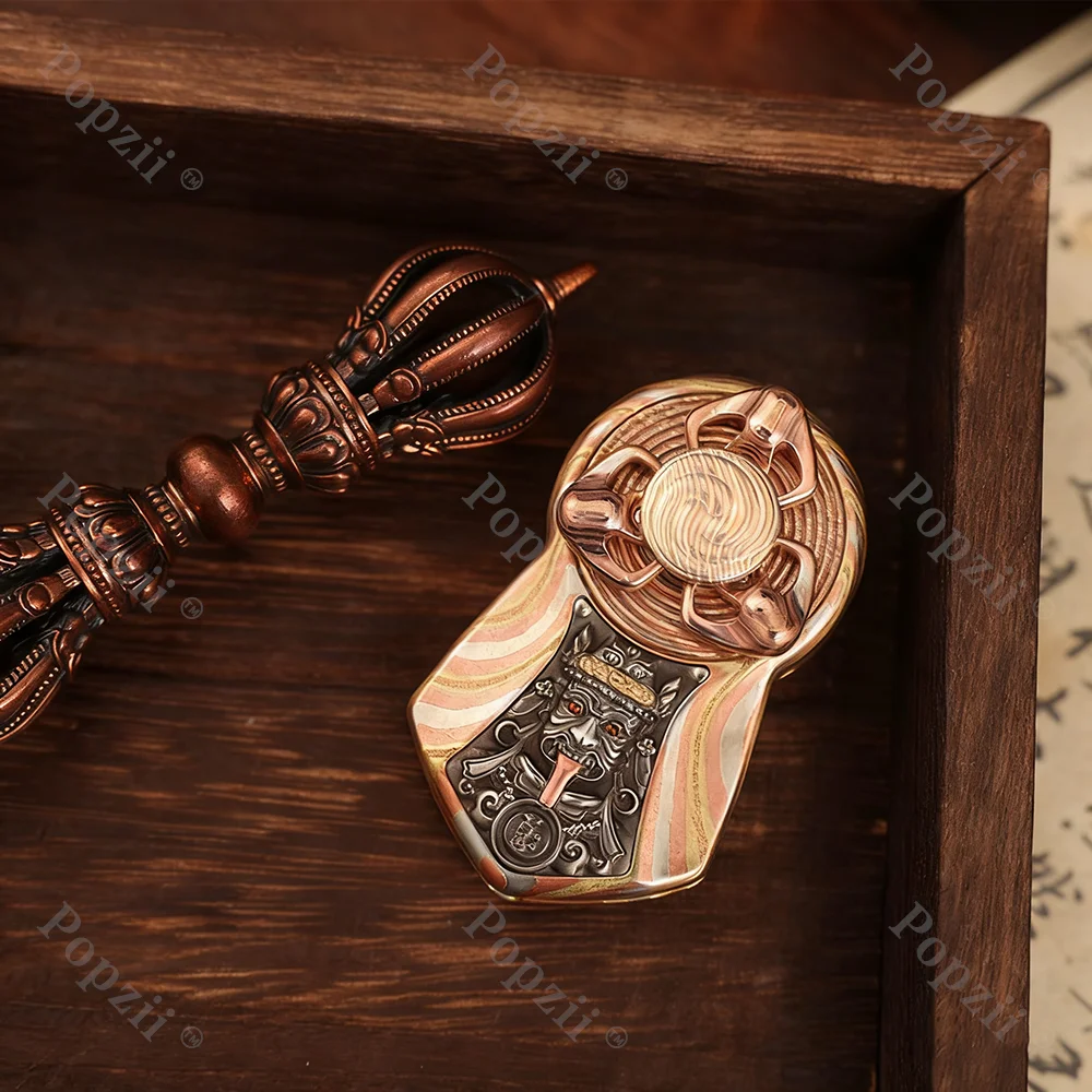 Chimago Mokume EDC يدور اليسار واليمين 360 °   ألعاب تململ منزلق الدفع الميكانيكي، ألعاب القلق للبالغين، دوارات الأصابع