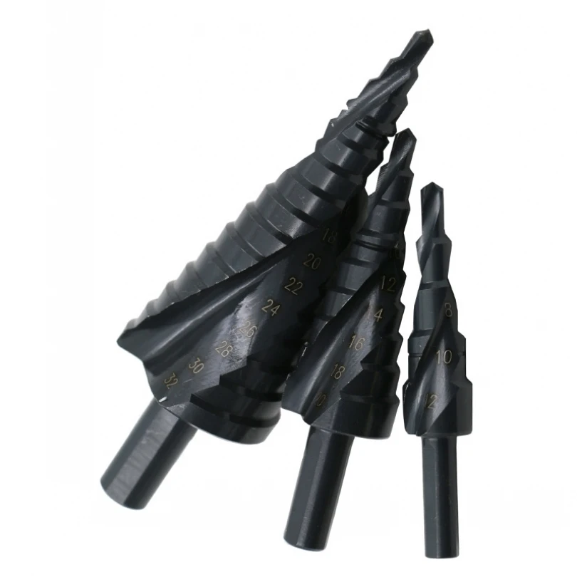 3pcs Specifical Step Design High Speed Steel Spiral Groove Nitrogen Containing 4-32mm Step Drill