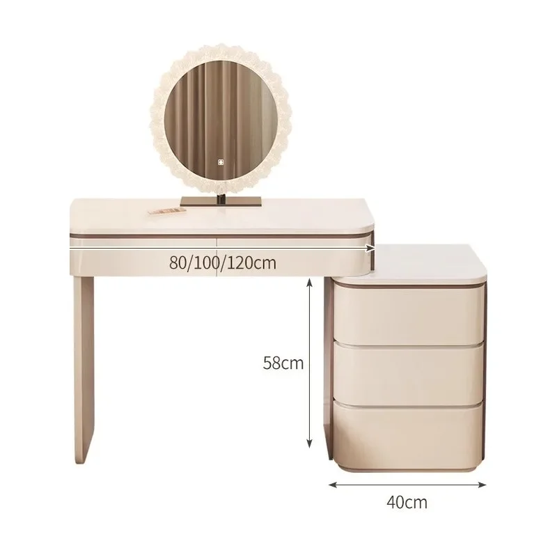 Solid wood bedroom dresser mirror modern simple cream style makeup table bedside dresser chest cabinet integrated household