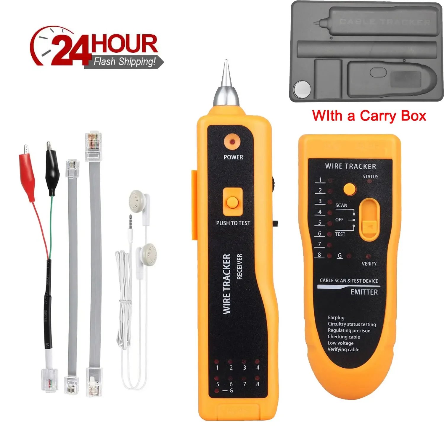 Network Cable Tester Cat5 Cat6 RJ11 RJ45 Telephone Cable Tracker Tool Wire Toner LAN Ethernet Network Cable Detector Line Finder