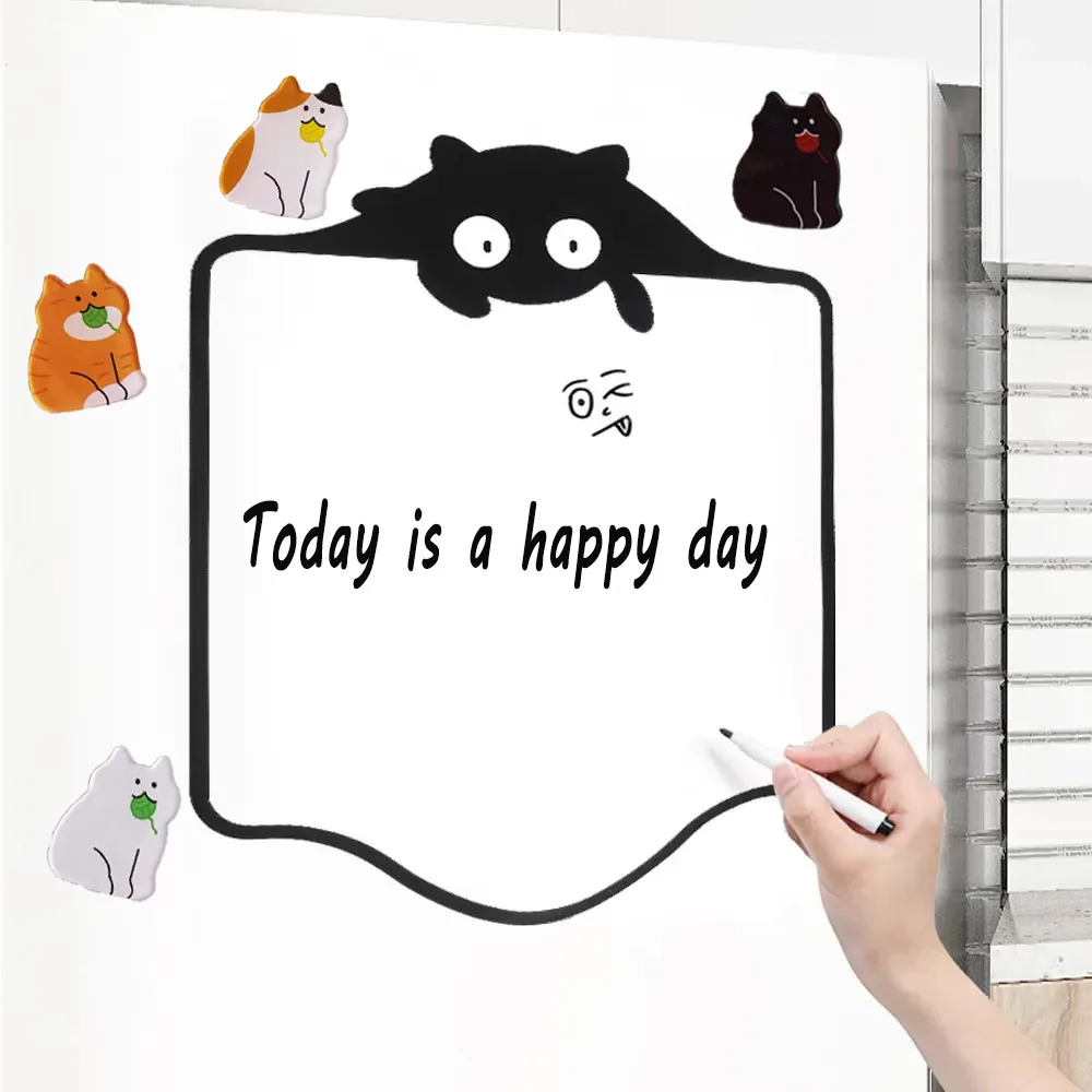 8pc/set  Erasable Remind Plan Cute Cat Soft Magnetic Fridge Sticker Whiteboard Message Board Memo Refrigerator Magnet