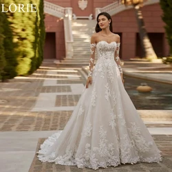 LORIE BOHO Tulle Wedding Dress Off Shoulder Lace Appliques A-Line Pleated Bride Prom Gown 2024 Exquisite Bridal Gowns Customized
