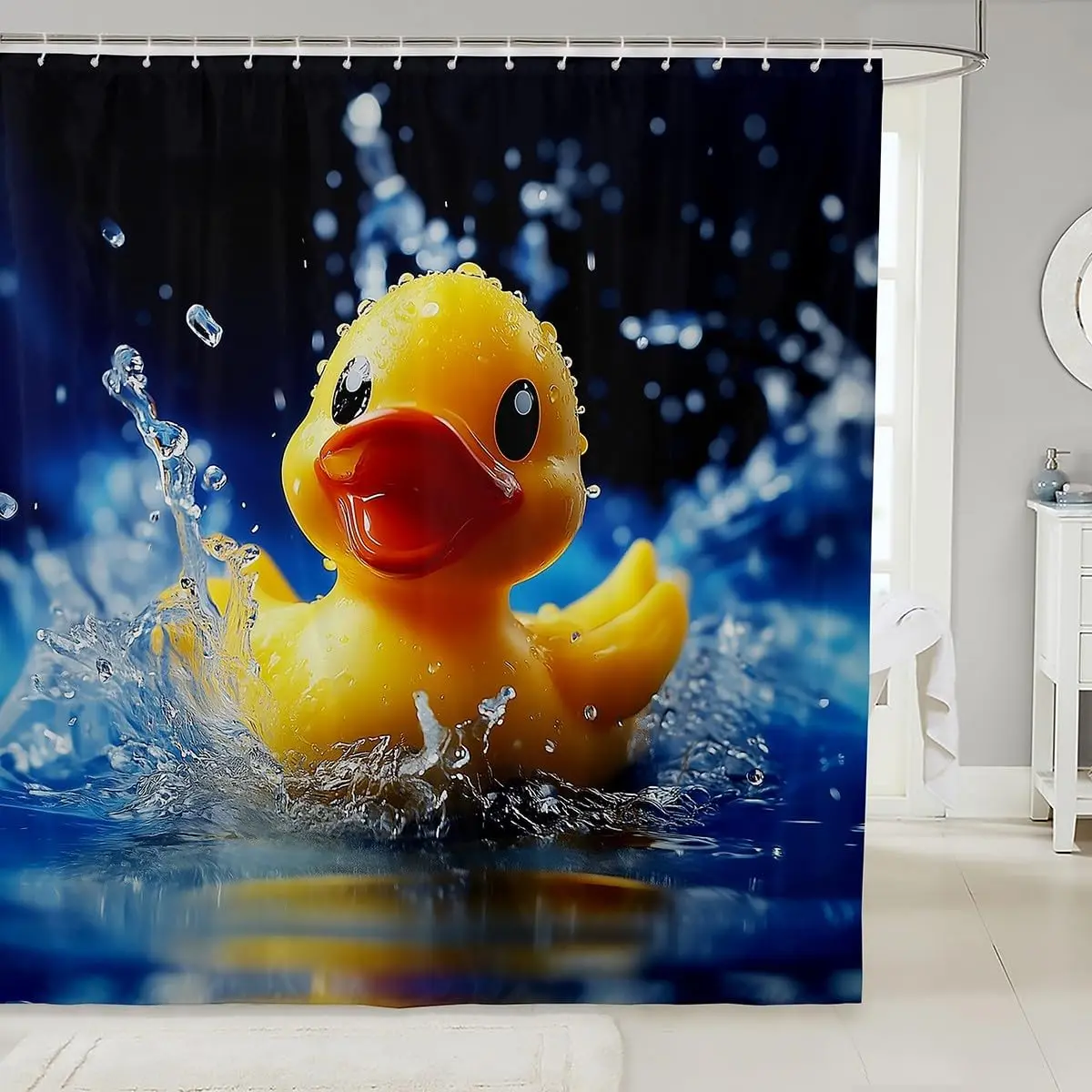 

Набор занавесок для душа с желтой резиновой уткой, милый декор для ванной комнаты с уткой для плавания для детей, кавайный набор для ванной комнаты с животными, подарки для любителей домашних животных
