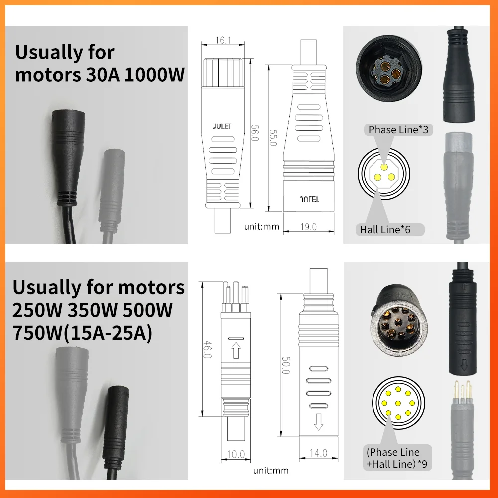 Electric Bike KT Controller 36V 48V Waterproof Brushless 250W 350W 500W 1000W Ebike Accessories with Light Function