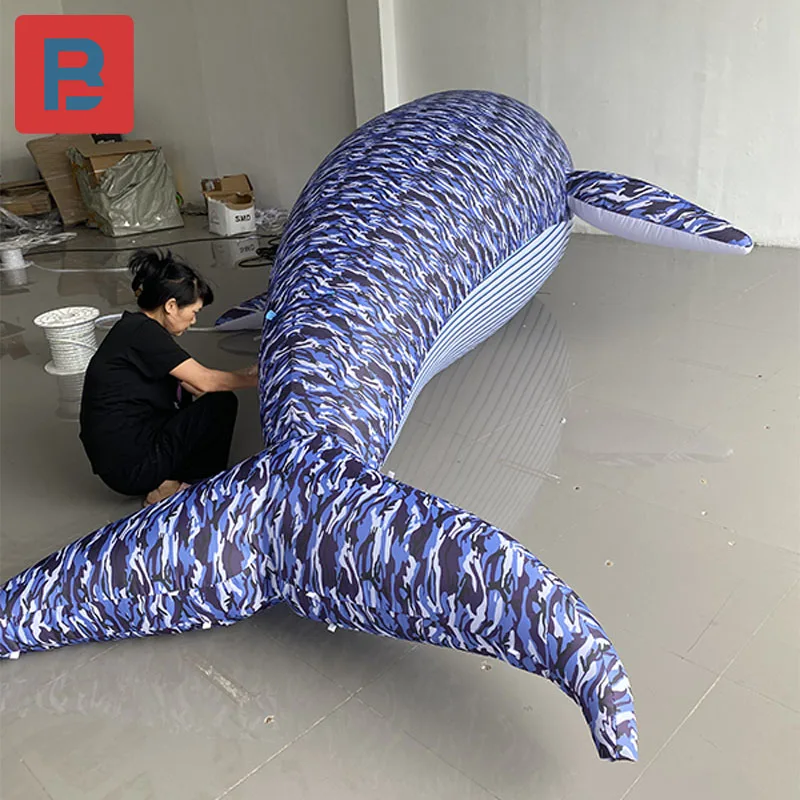 Inflatable Blue Whale Model Marine Mammal Oceanarium bar stage emporium hanging with luminescent decorations