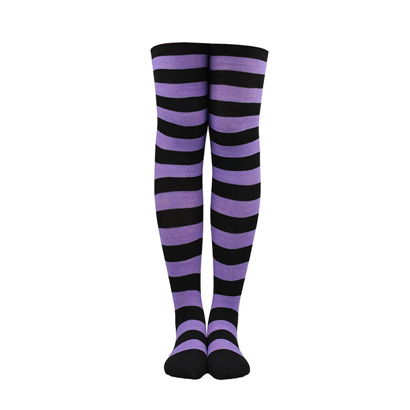 Color Striped Stockings Japanese Over Knee Socks Sexy Slim Long Soks Black White Striped Hosiery Thigh High Stockings Knee