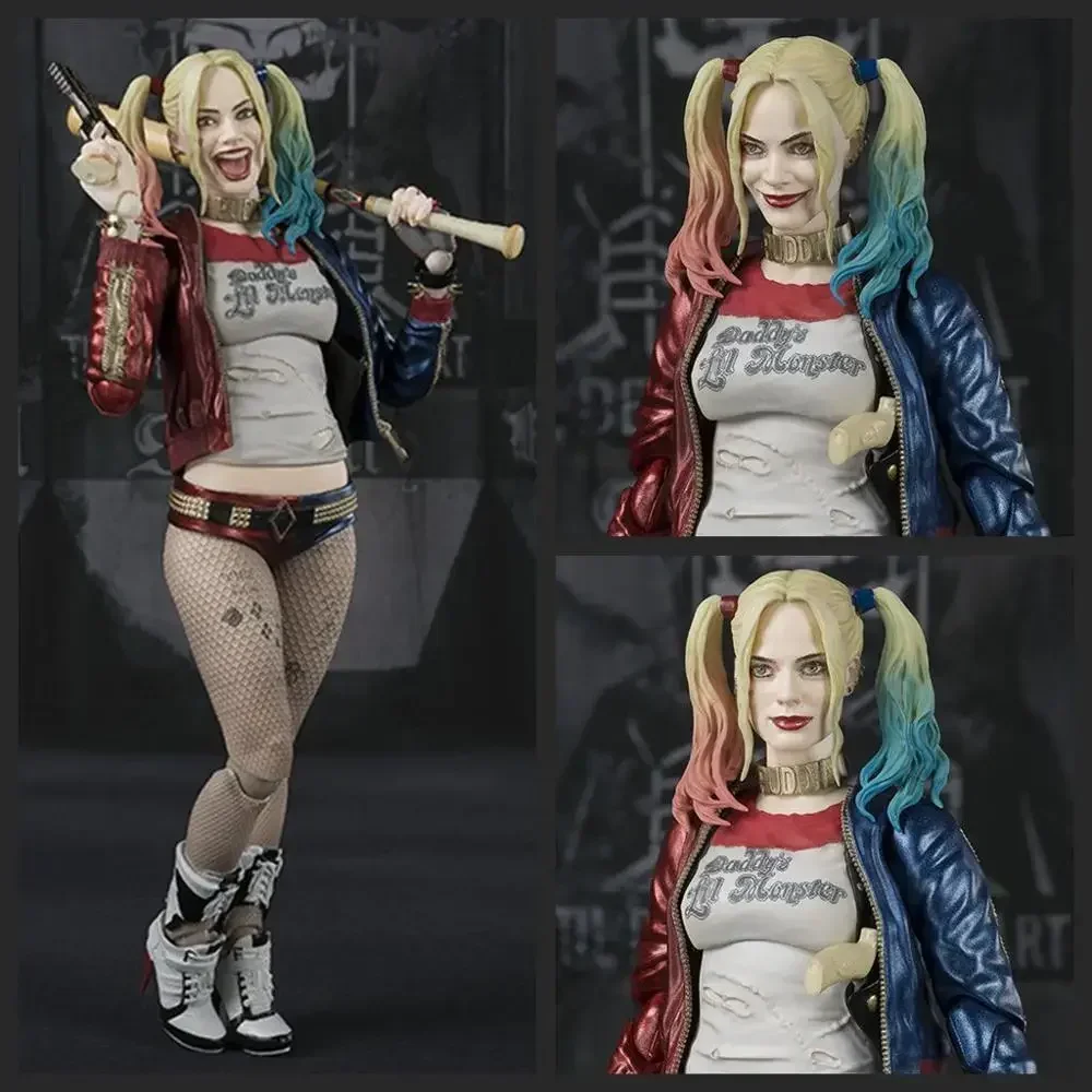 DC Filme Esquadrão Suicida SHF 3 Rosto 3 Cabeça Harley Quinn The Joker PVC Action Figure Toy Coleção Boneca Presente de Aniversário de Natal