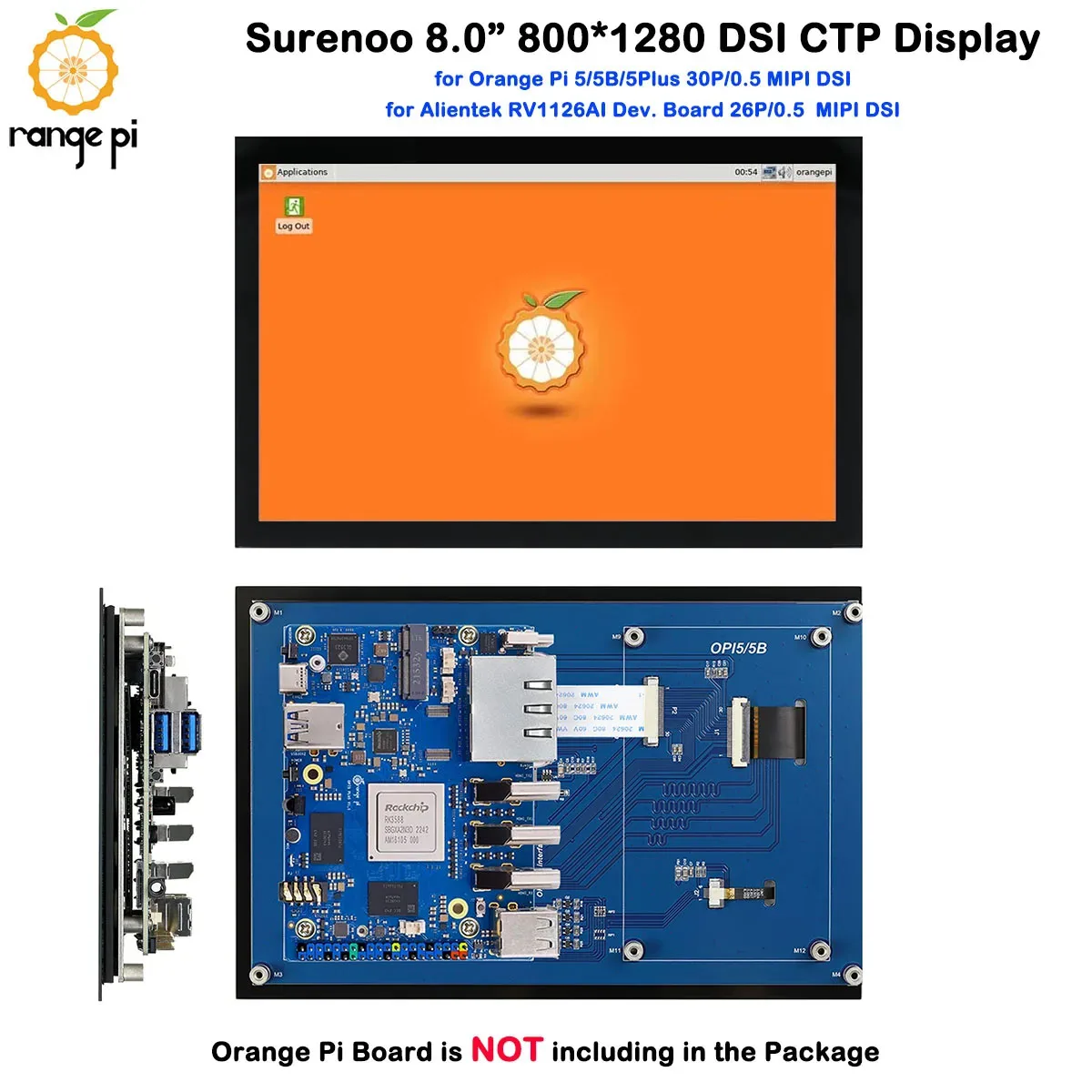 

8.0" 8 inch 800*1280 IPS TFT MIPI DSI Multi-Touch Capacitive Touch Panel LCD Module Display Monitor Screen for Orange Pi 5/5B/5P