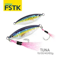 FSTK-señuelo de pesca brillante, cebo Artificial cosido con gancho de asistencia, Tuna15g30g40g60g, plantilla de paso lento, lubina, Salterwater
