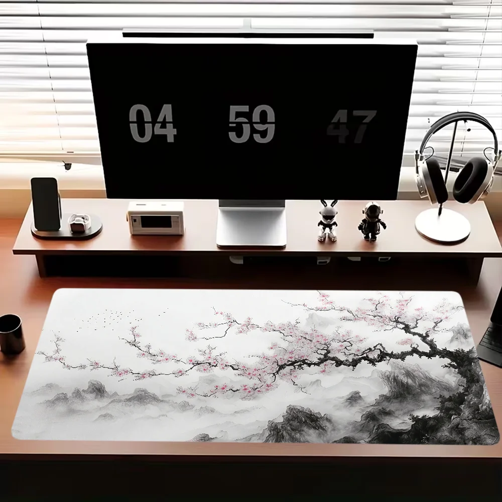 

Large Cherry Blossom Cloud Design Desk Mat Mouse Pad Non-Slip Rubber Base for Office and Gaming Compatible with Keyboards Mice