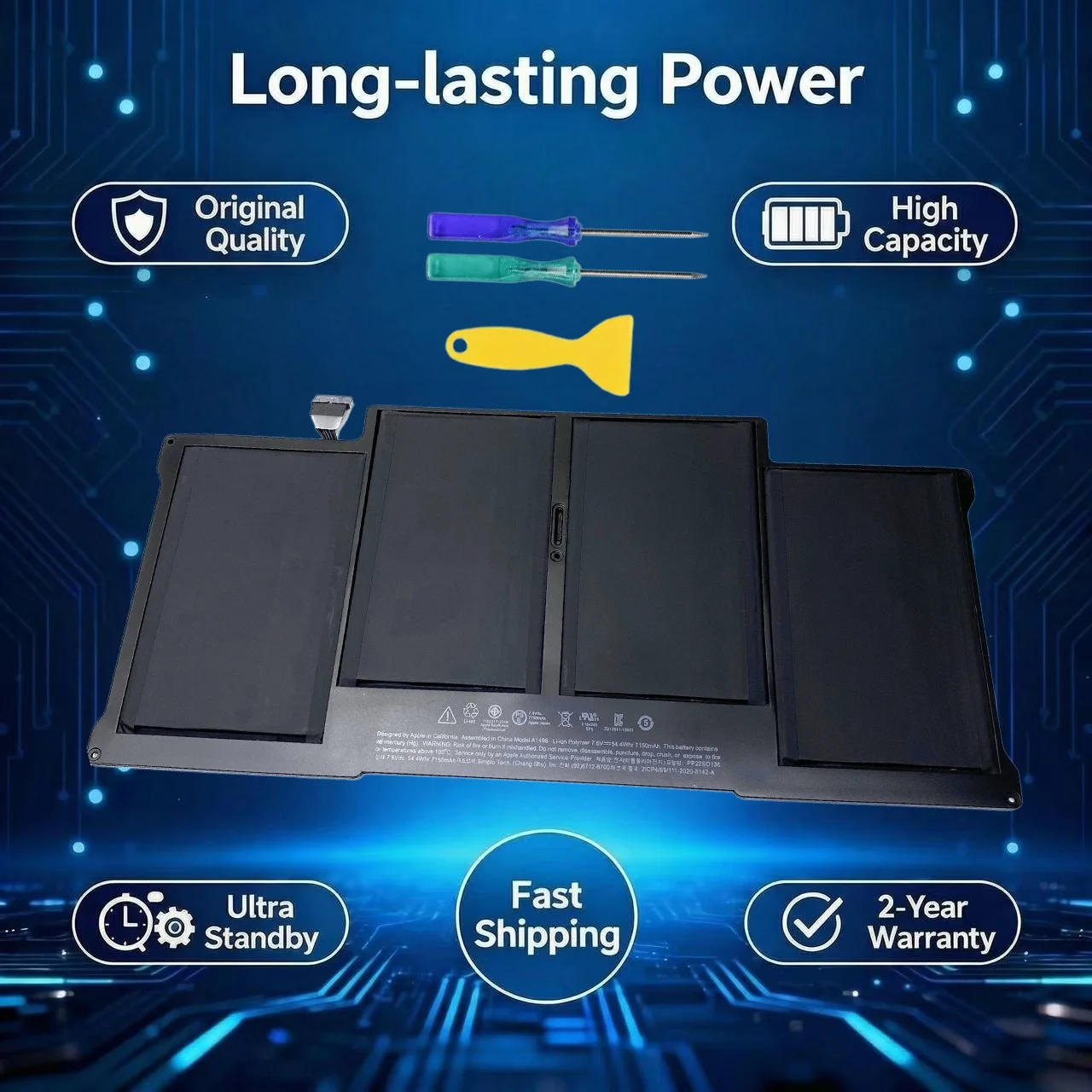 New A1496 A1377 A1405 7.6V 7150mAh Laptop Battery For Apple MacBook Air 13