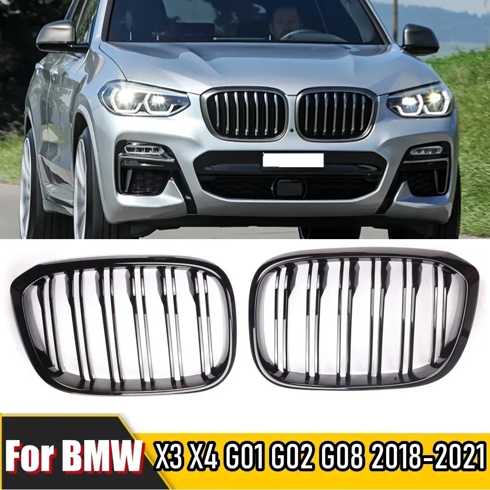 

Автомобильные аксессуары, передняя решетка радиатора для BMW X3, X4, G01, G02, G08, Однолинейный глянцевый черный бампер, гоночные решетки 2018-2021