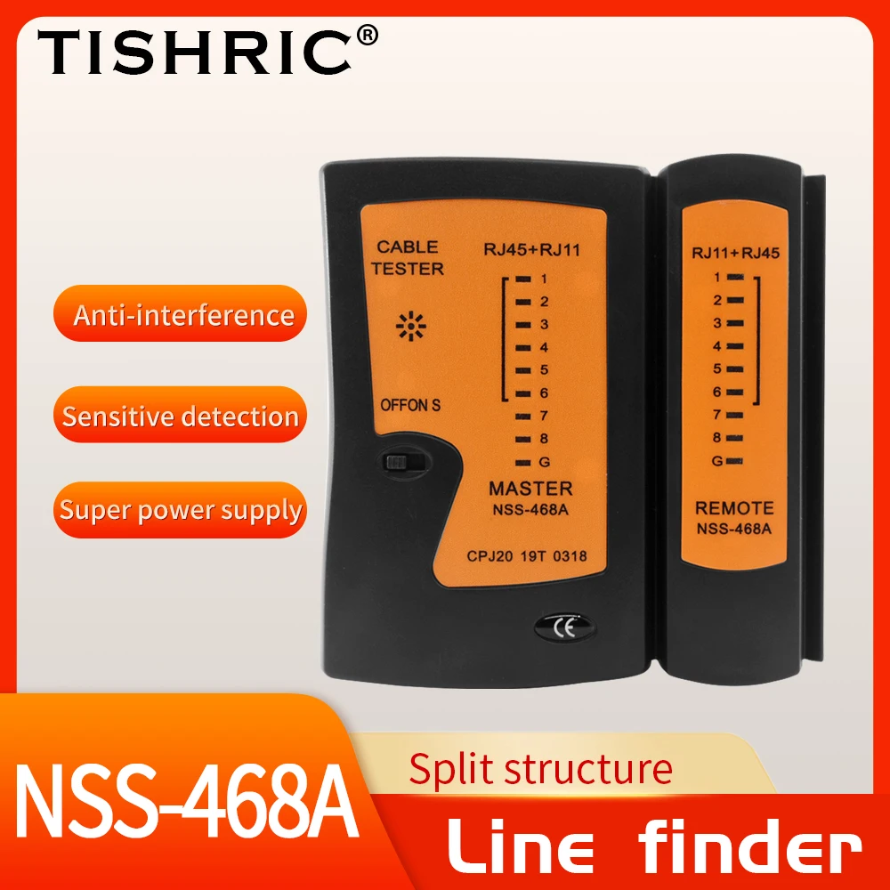 TISHRIC-NSS-468A Lan Cable Tester, Conector RJ45, Rede Cable Finder, Ferramenta Crimp, Tester portátil