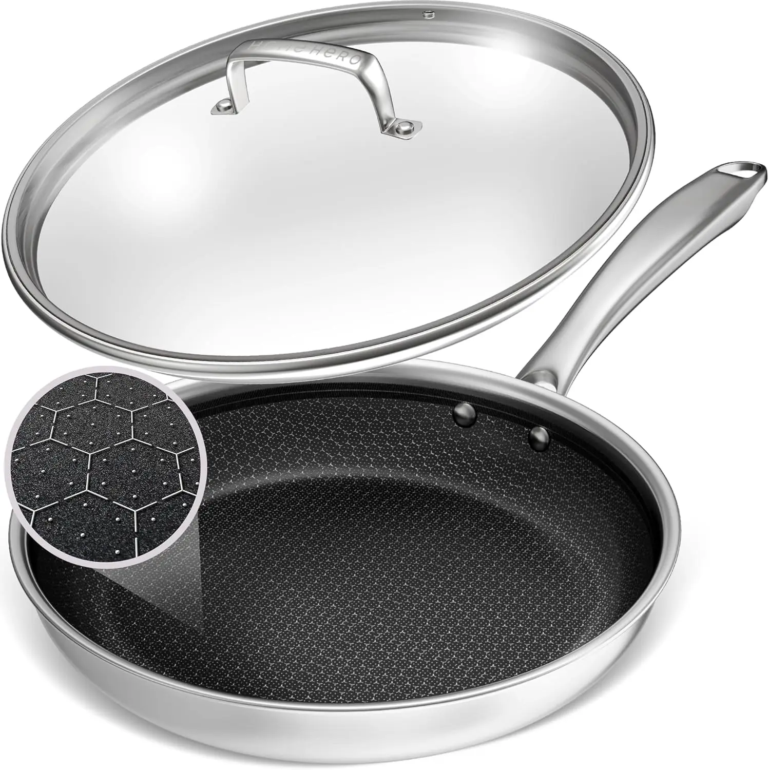 

Hero LuxeClad Non Stick Frying Pans - Dishwasher and Oven Safe Skillet - Induction Ready, Compatible with All Cooktops Fryi