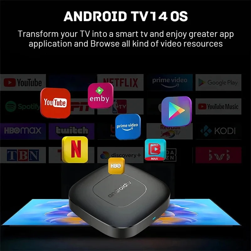 Caixa de tv 4k, streaming inteligente global, reprodutor de mídia, android13, 2.4g e 5g, wi-fi, 4k, bluetooth, assistente do google, remoto, tv stick