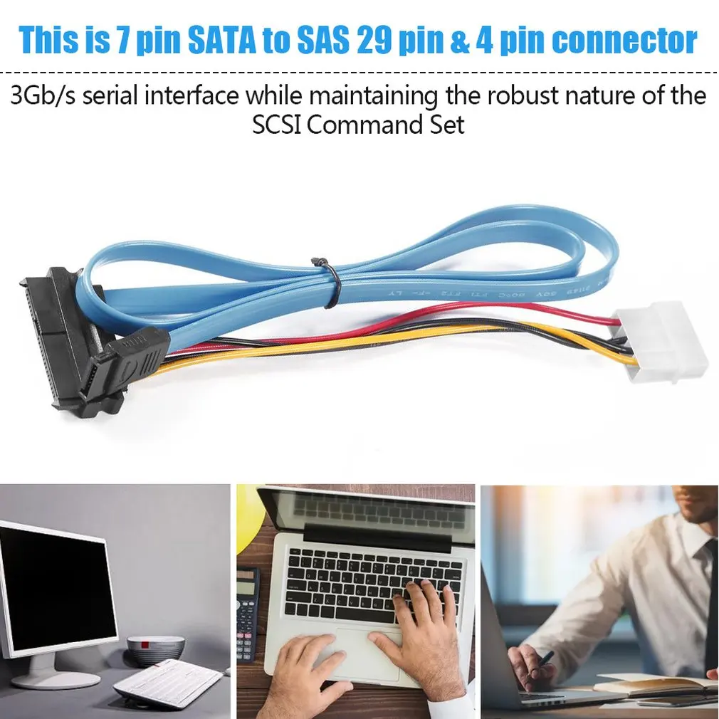 SFF-8482 SAS29pin Hard Drive Data Cable SAS to SATA Data Connection Line Male Connector Adapter for 2.5 inch HDD Hard Disk Drive